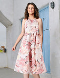 Mom&Me Neck Strap Vacation Floral Dress