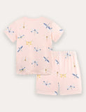 Dragonfly Print Short Sleeve T-Shirt and Shorts Set