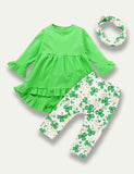 St. Patrick's Day Swallowtail Dress+Clover Printed Pants