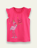 Cartoon Flamingo Printed T-shirt - Mini Taylor