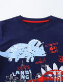 Dinosaur Plaid Print T-Shirt and Shorts Set