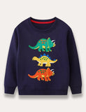 Cartoon Dinosaur Embroidered Sweatshirt - Mini berni