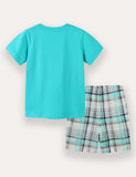 Whale Plaid Print T-Shirt and Shorts Set