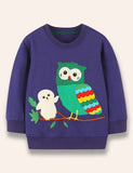 Cartoon Owl Appliqué Sweatshirt