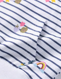 Striped Printed Hooded Short Sleeve T-Shirt