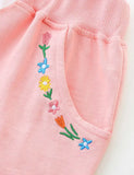 Flower Embroidered Cotton Shorts