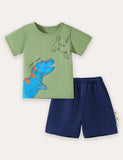 Dinosaur Print Short Sleeve T-Shirt and Shorts Set