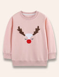 Christmas Fluffy Reindeer Embroidered Sweatshirt
