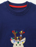 Christmas Lampion Reindeer Appliqué Sweatshirt
