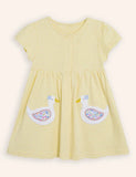 Duck Applique Striped Dress