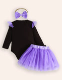Halloween Color Skeleton Romper + Headband+ Tulle Skirt Three-piece Set