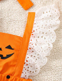 Halloween Pumpkin Ghost Embroidered Jumpsuit