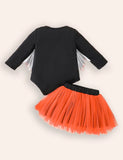 Halloween Bat Sleeve Top + Tulle Skirt Two-piece Set