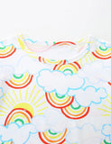 Rainbow Cloud Printed Short Sleeve T-Shirt Pajama Set