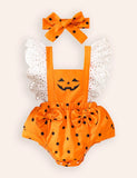 Halloween Pumpkin Ghost Embroidered Jumpsuit
