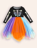 Halloween Colored Skeleton Tulle Dress