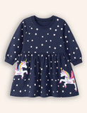 Unicorn Applique Long Sleeve Dress