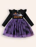 Halloween Alphabet Print Tulle Dress