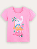 Cute Dinosaur Print Short-sleeved T-shirt