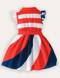 Independence Day Bow Fly-sleeved Dress