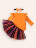 Halloween Long Sleeve Romper Skirt Three-piece Set