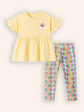 Cloud Applique Short-sleeved T-shirt and Printed Leggings Set