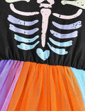 Halloween Colored Skeleton Tulle Dress