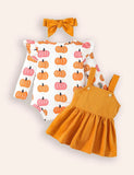 Halloween Pumpkin Applique Corduroy Three-piece Set