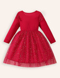 Knitted Long Sleeve Tulle Dress