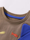 Shark Applique Short Sleeve T-Shirt and Shorts Set