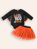 Halloween Bat Sleeve Top + Tulle Skirt Two-piece Set