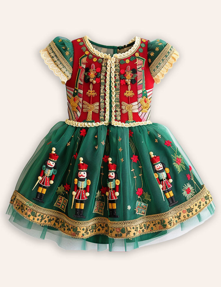 Christmas Nutcracker Applique Tulle Dress