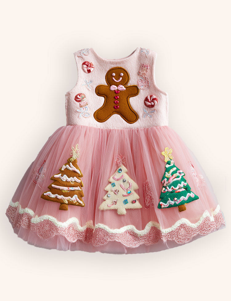 Tulle Gingerbread Embroidered Dress