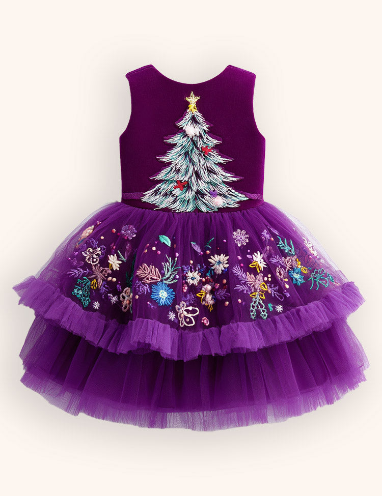 Christmas Tree Tulle Appliqué Dress