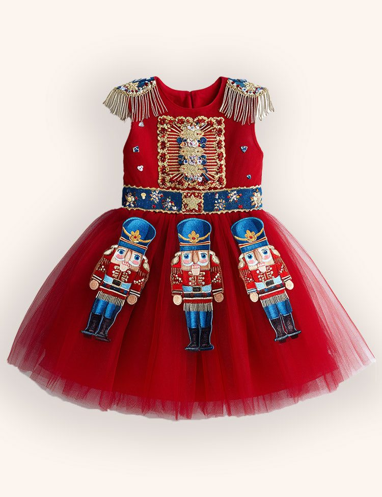 Nutcrackers Velour Tulle Appliqué Dress