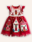 Gingerbread House Applique Tulle Dress