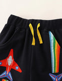 Colorful Cartoon Airplane Applique Shorts