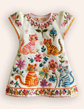 Cute Cat Appliqué Dress