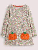 Halloween Pumpkin Appliqué Dress