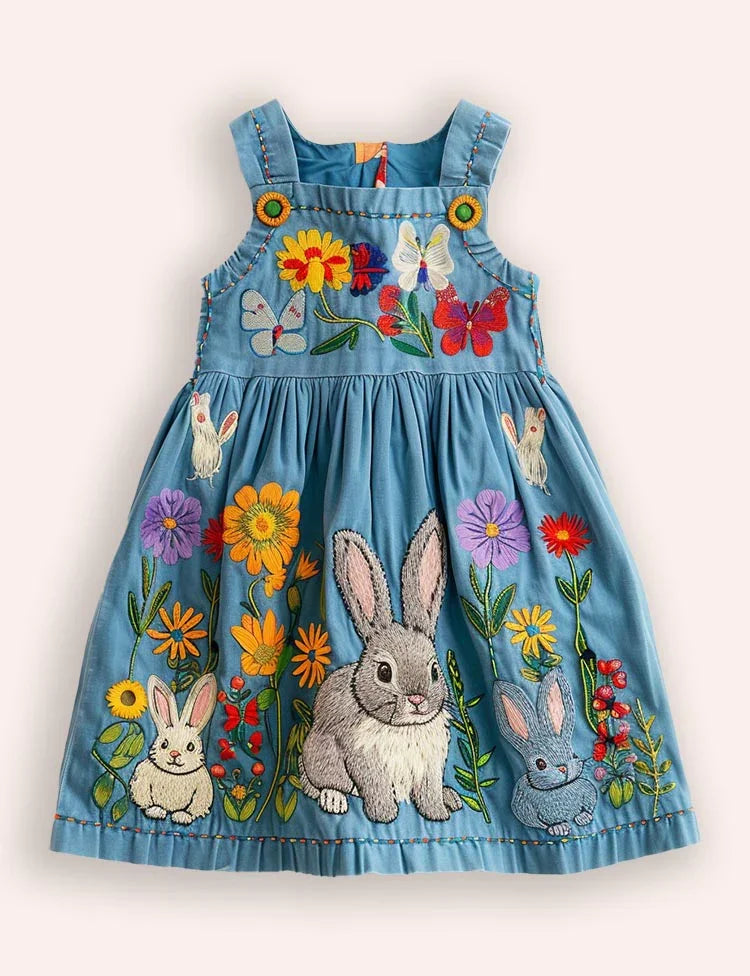 Flower Bunny Appliqué Dress