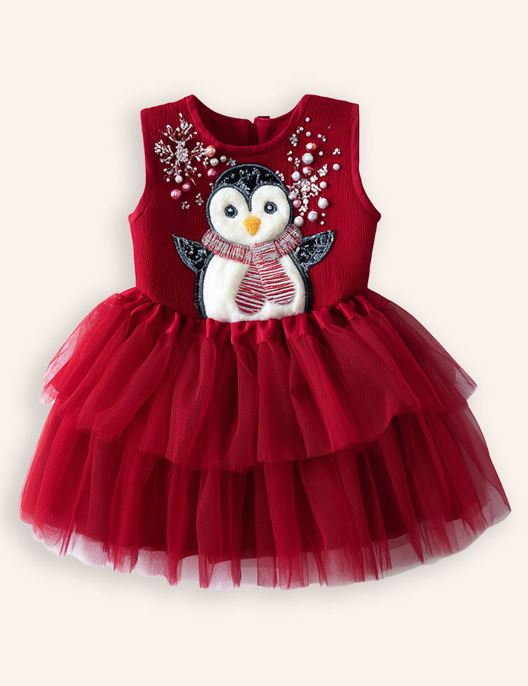 Cute Pengiun Tulle Appliqué Dress