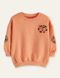 Leopard Appliqué Sweatshirt + Zoo Printed Leggings - Mini Taylor