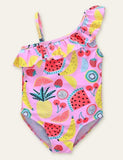 Printed Frilly One Shoulder Swimsuit - Mini Taylor
