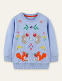 Squirrel Rabbit Appliqué Embroidered Sweatshirt - Mini Taylor