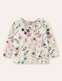 Vintage Flower Printed Long Sleeve T-shirt