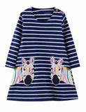 Zebra Appliqué Long Sleeve Dress - Mini Taylor