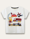 Cartoon Excavator Printed T-shirt - Mini Taylor