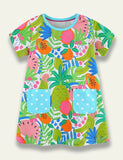 Cartoon Fruit Printed Pocket Dress - Mini Taylor