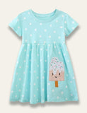 Cartoon Ice Cream Appliqué Dot Dress - Mini Taylor