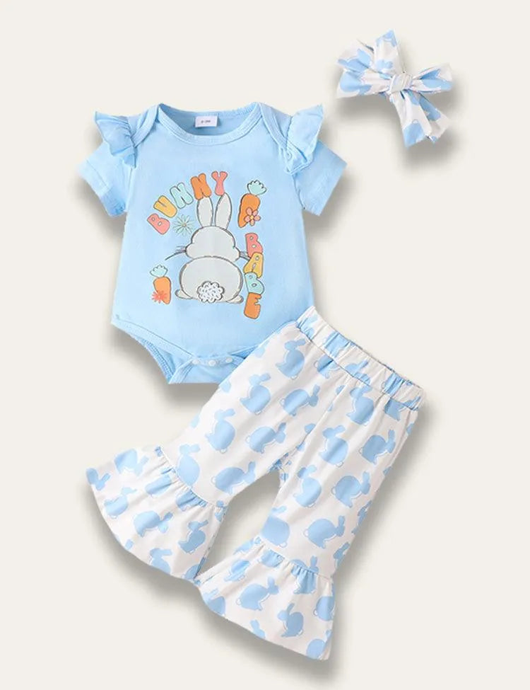 Easter Multicolor Bunny Print Romper Set - Mini Taylor